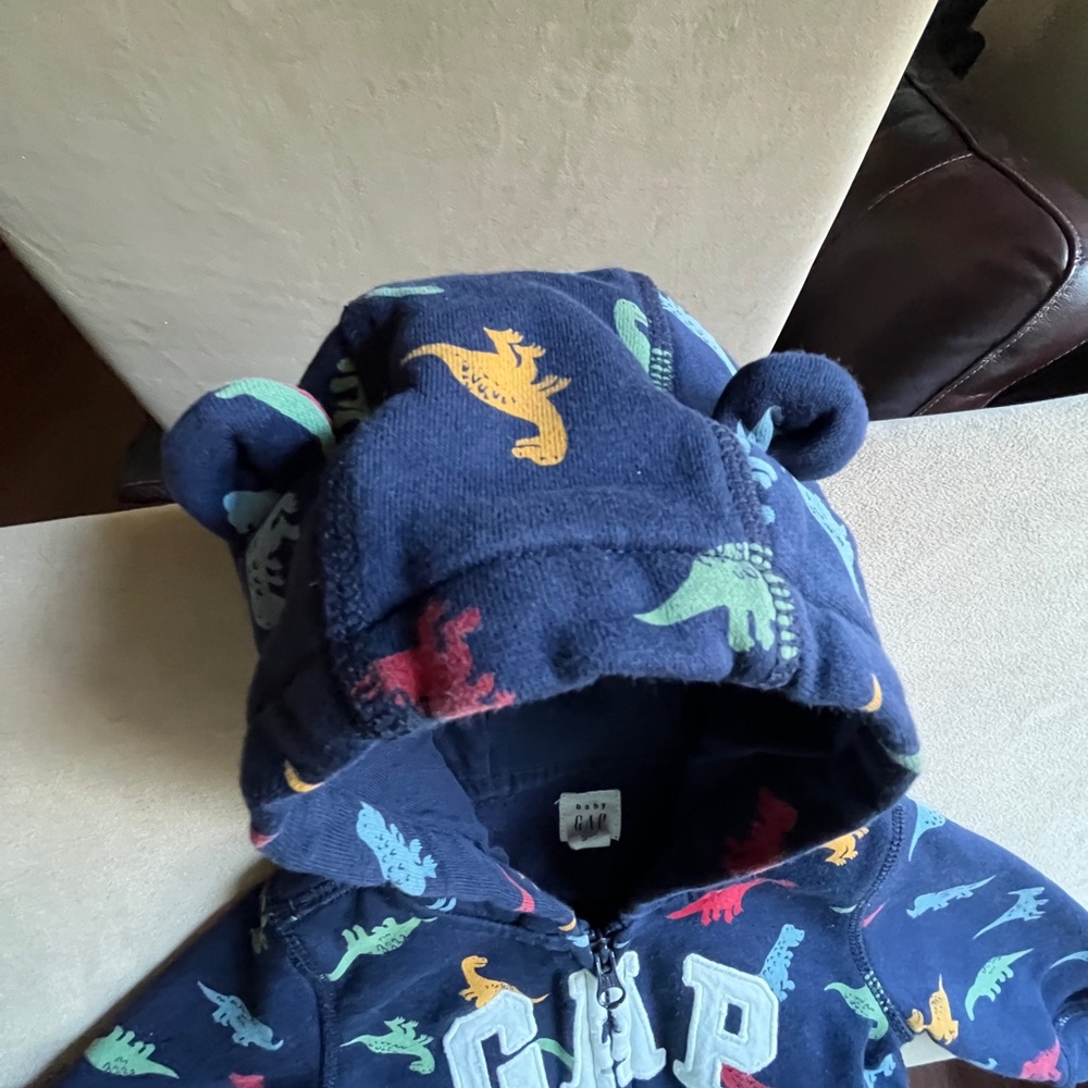 GAP Blue Dinosaur Zip Bear Hoodie 12-18 Months - Picture 5 of 5